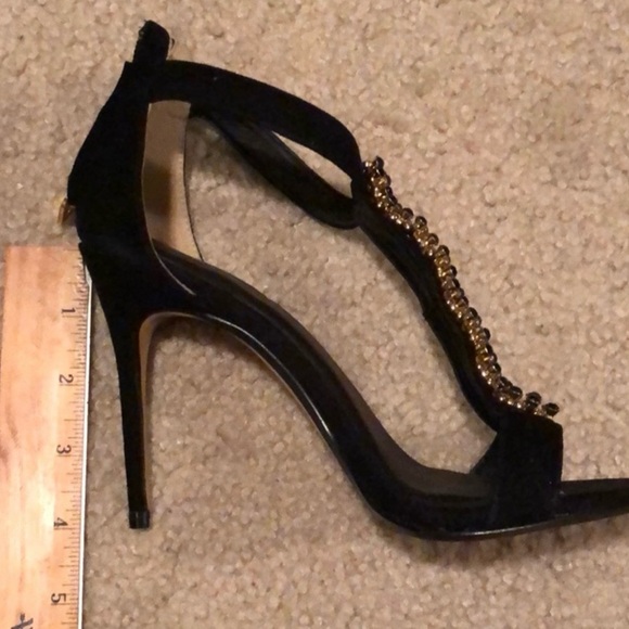 Ted Baker Black Heels with Gold Chain Detail - Picture 3 of 4